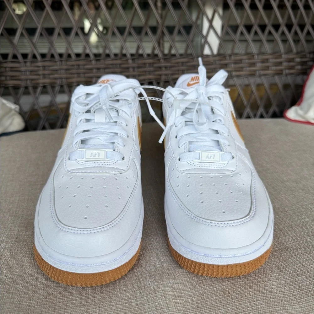 Nike Air Force 1 White and Flax Sneakers - Picture 2 of 9